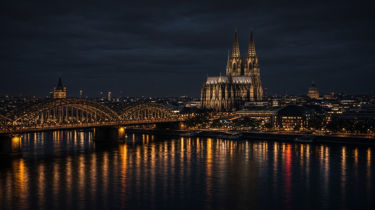 Köln bei Nacht, Dom und Rheinlichter